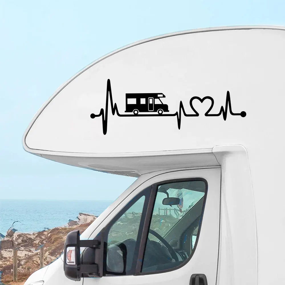 For Caravan Body Decor Camper Decal Electrocardiogram Graphics