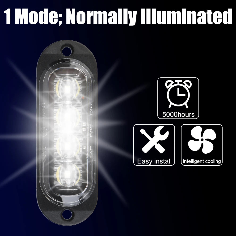 Truck Trailer Beacon Side Waterproof Dc 12V 24V 4LED