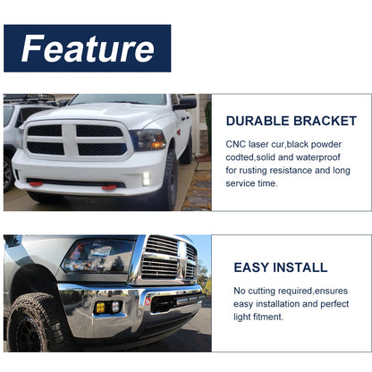 For 2010-2019 Dodge Ram 2500 3500 Upgrade Hidden Bumper Pods Fog