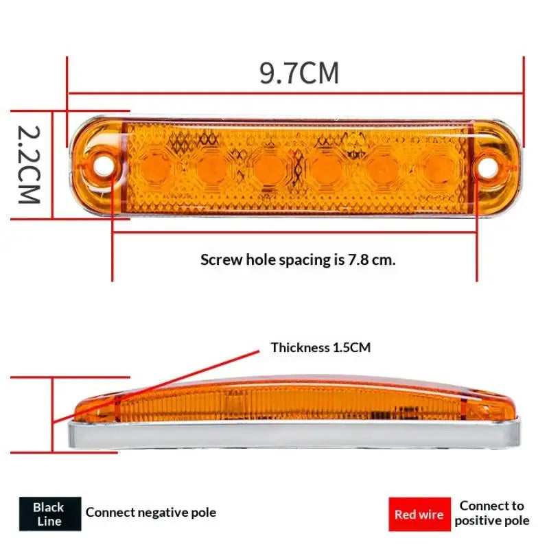 2PCS 6LED External Side Marker Trailer Rear Warning 12V