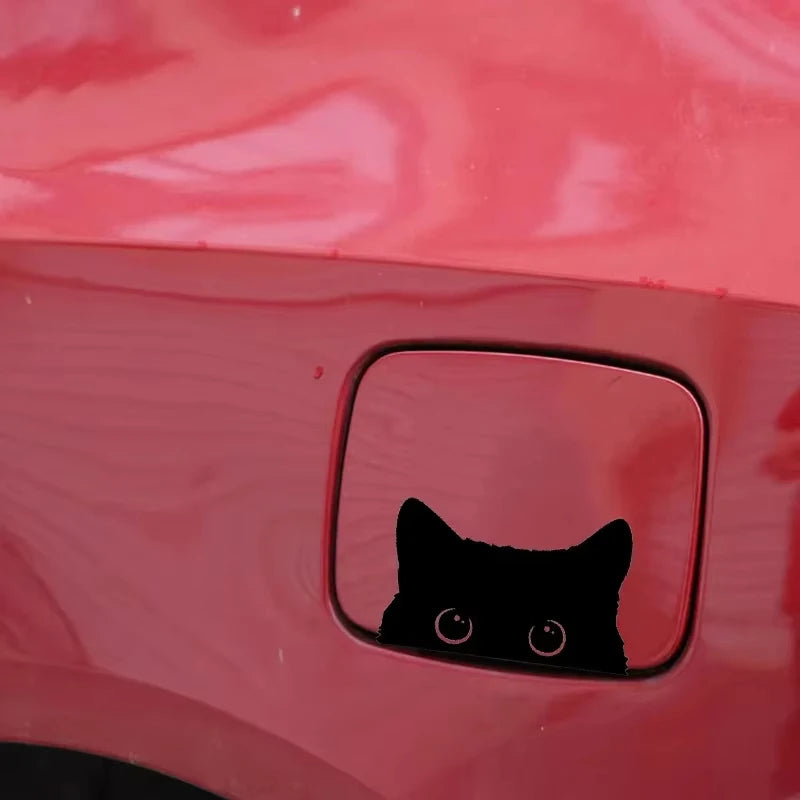 Sticker Cartoon Cat Black Big Eyes Vinyl Cover Waterproof