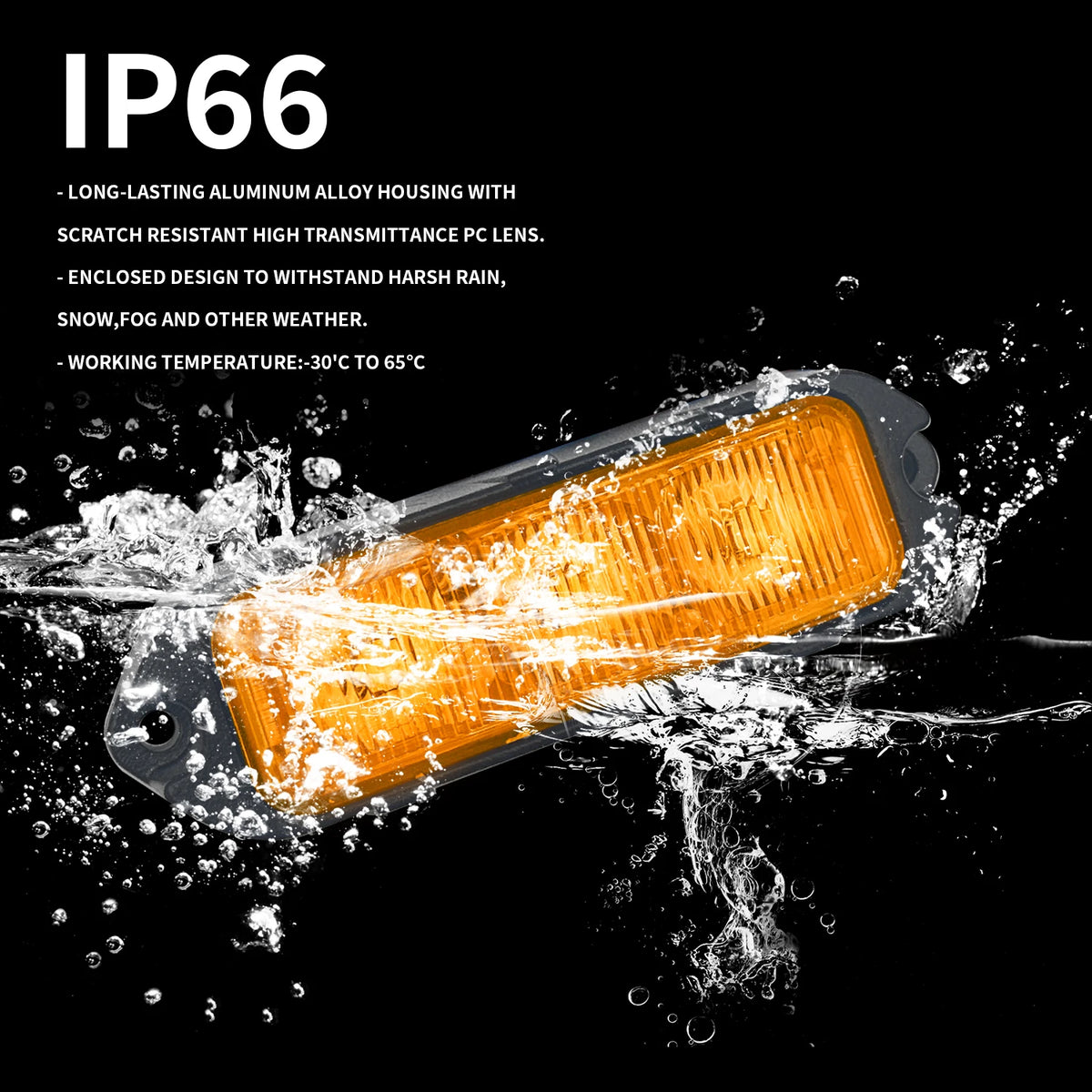 12V Amber Emergency Compact Warning Cars Trucks Construction