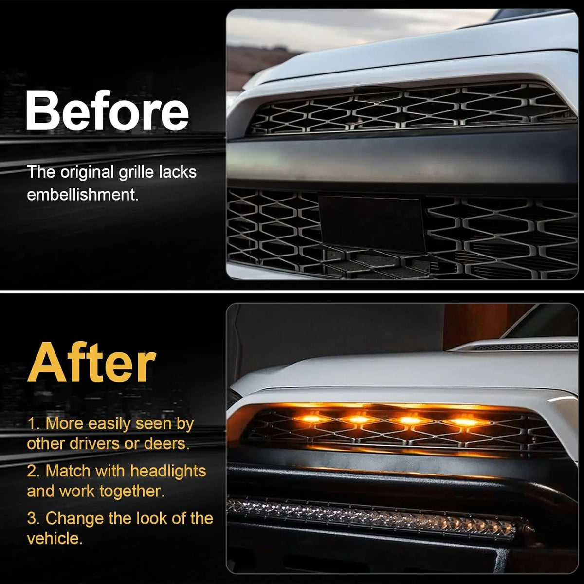 For Pickup Off-Road 6PCS Front Grille 12V Side Marker Indicator