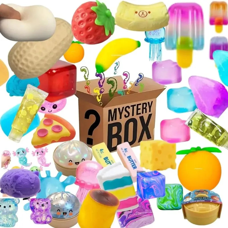 100+pcs Surprise Box Toys Novelty Stress Relief Assorted Squishy
