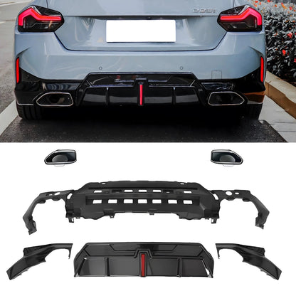 For BMW 2 Series G42 M Rear Bumper Diffuser Lip Gloss Black