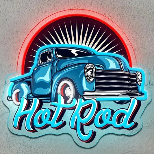 For Garage Cafe Wall Decor Vintage Retro Blue Pickup Truck Neon