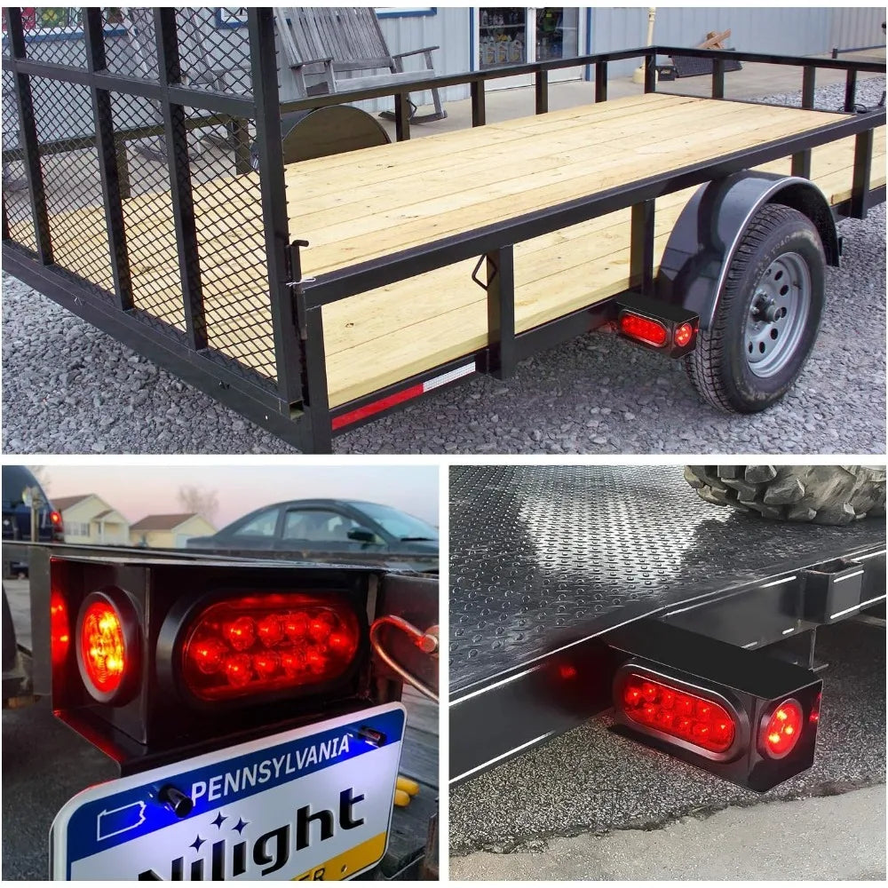 Nilight 2PC Trailer Boxes Housing Kit Oval Tail Side
