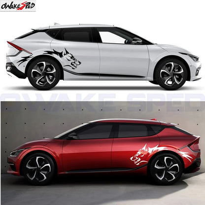 For Kia EV6 EV2 EV3 EV4 2PCS Wolf Graphics Stickers Body Door