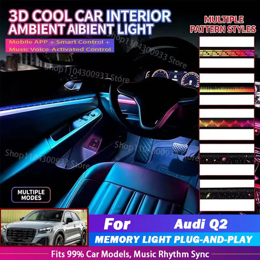 For Audi Q2 LED Interior Ambient Strip RGB Fiber Optic
