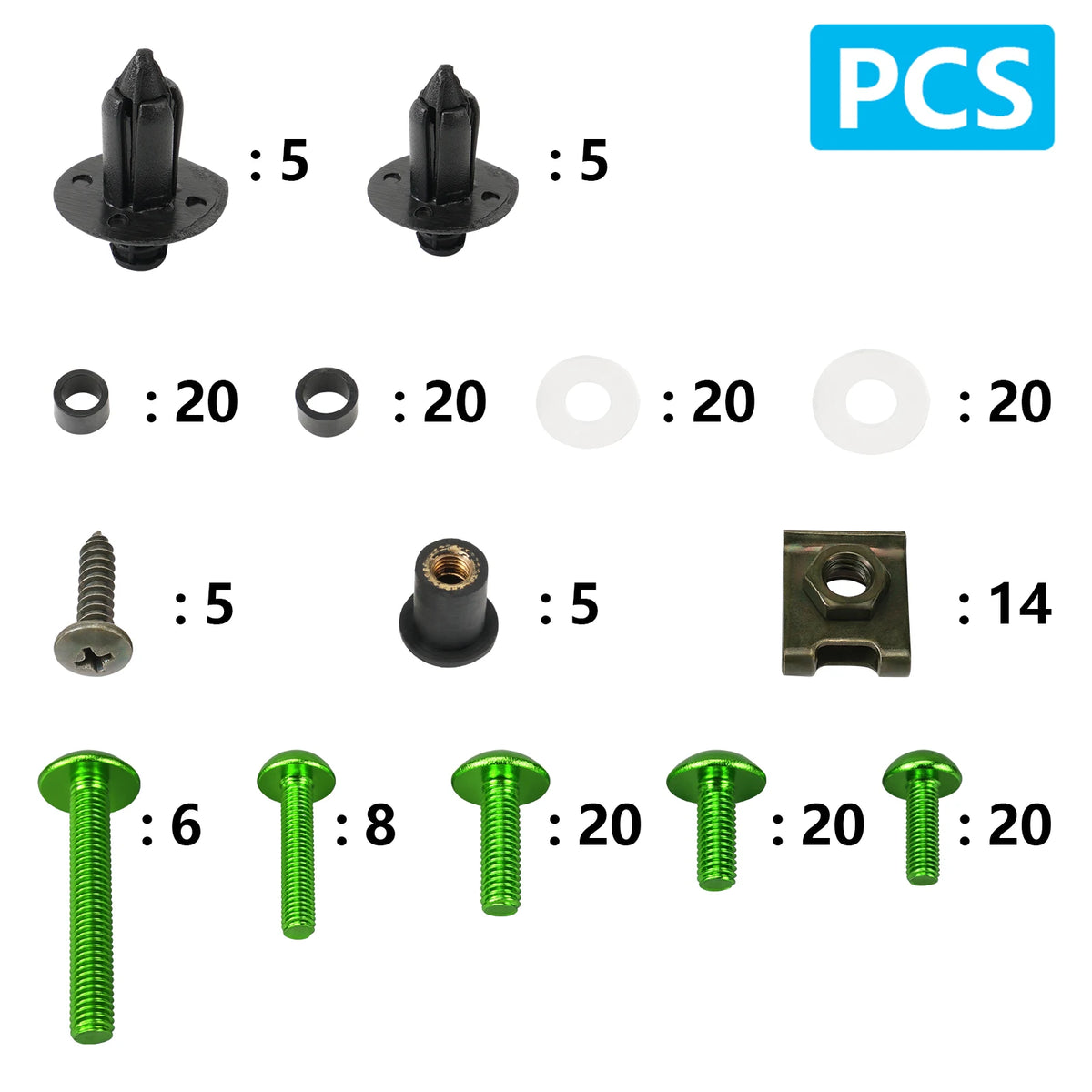 For Kawasaki ZX6R ZX7R ZX9R ZX10R 190PCS Complete Fairing Bolts