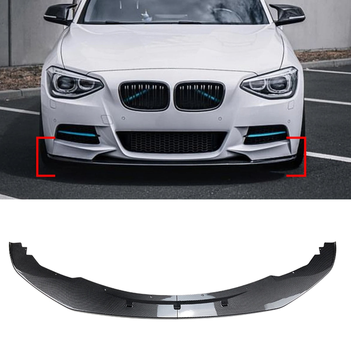 For BMW 1 Series F20 F21 Carbon Fiber Look Gloss Black Front