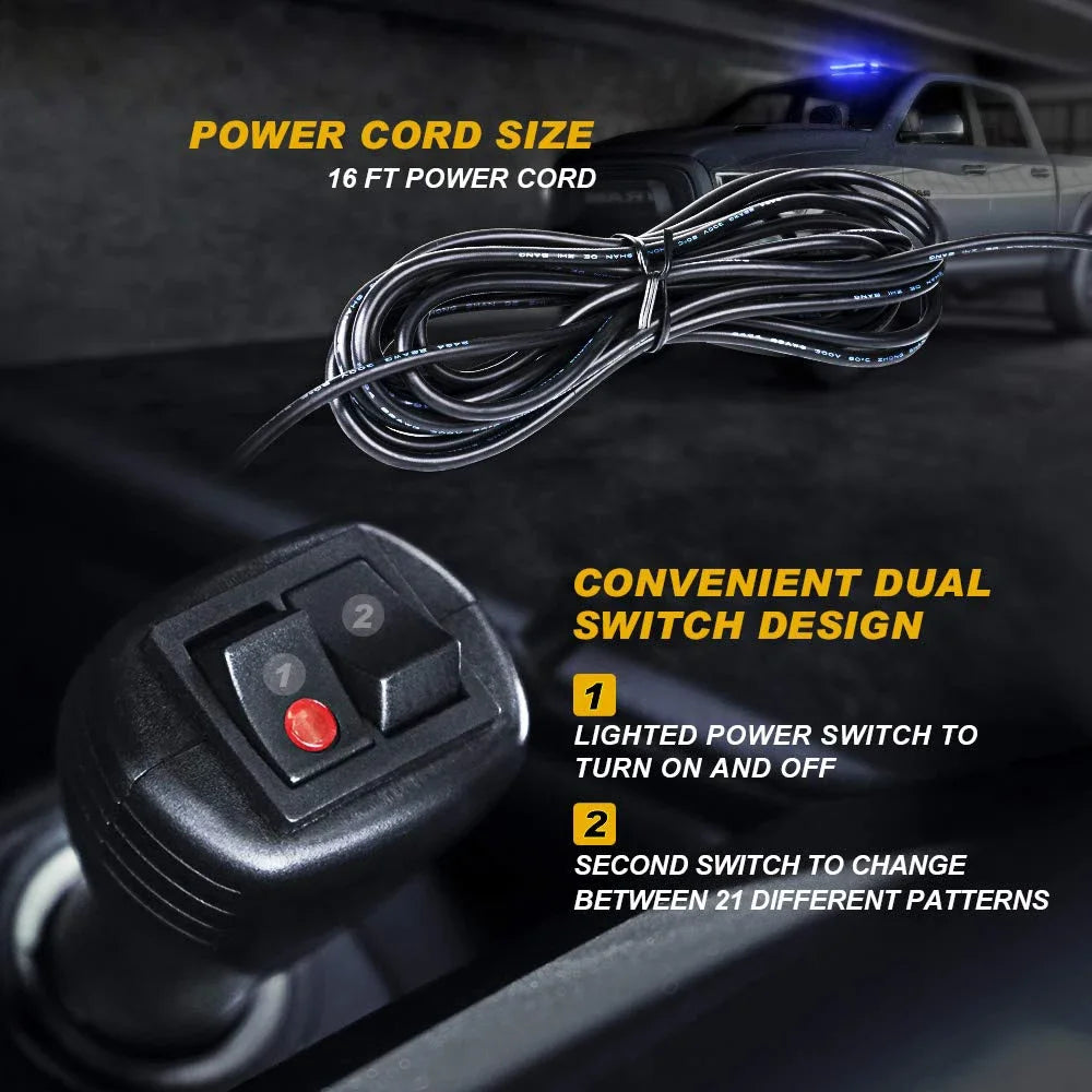 Cob Emergency Strobe Roof Signal Warning Trucks Flashing Four