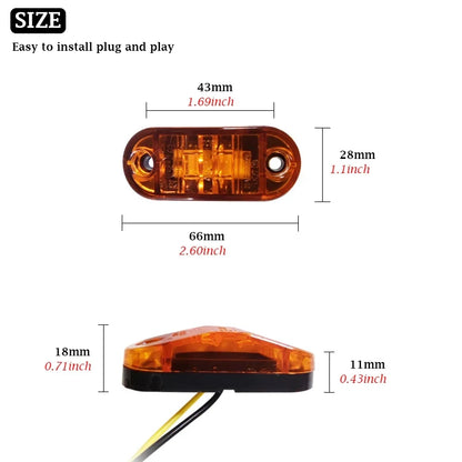 4PCS Side Marker 12V 24V Trailer Trucks Warning Clearance