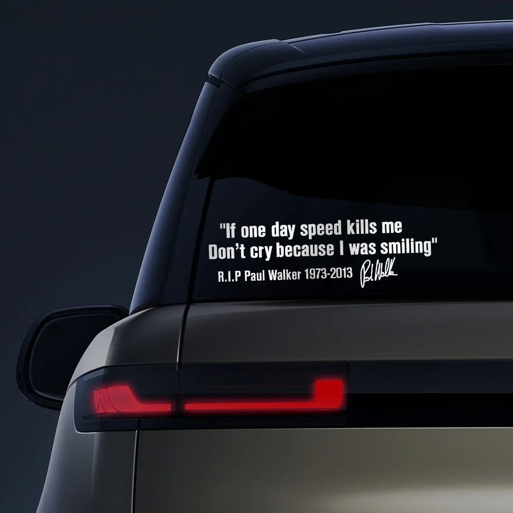 28x8cm r.i.p Paul Walker Sentences Reflective Sticker Motorcycle