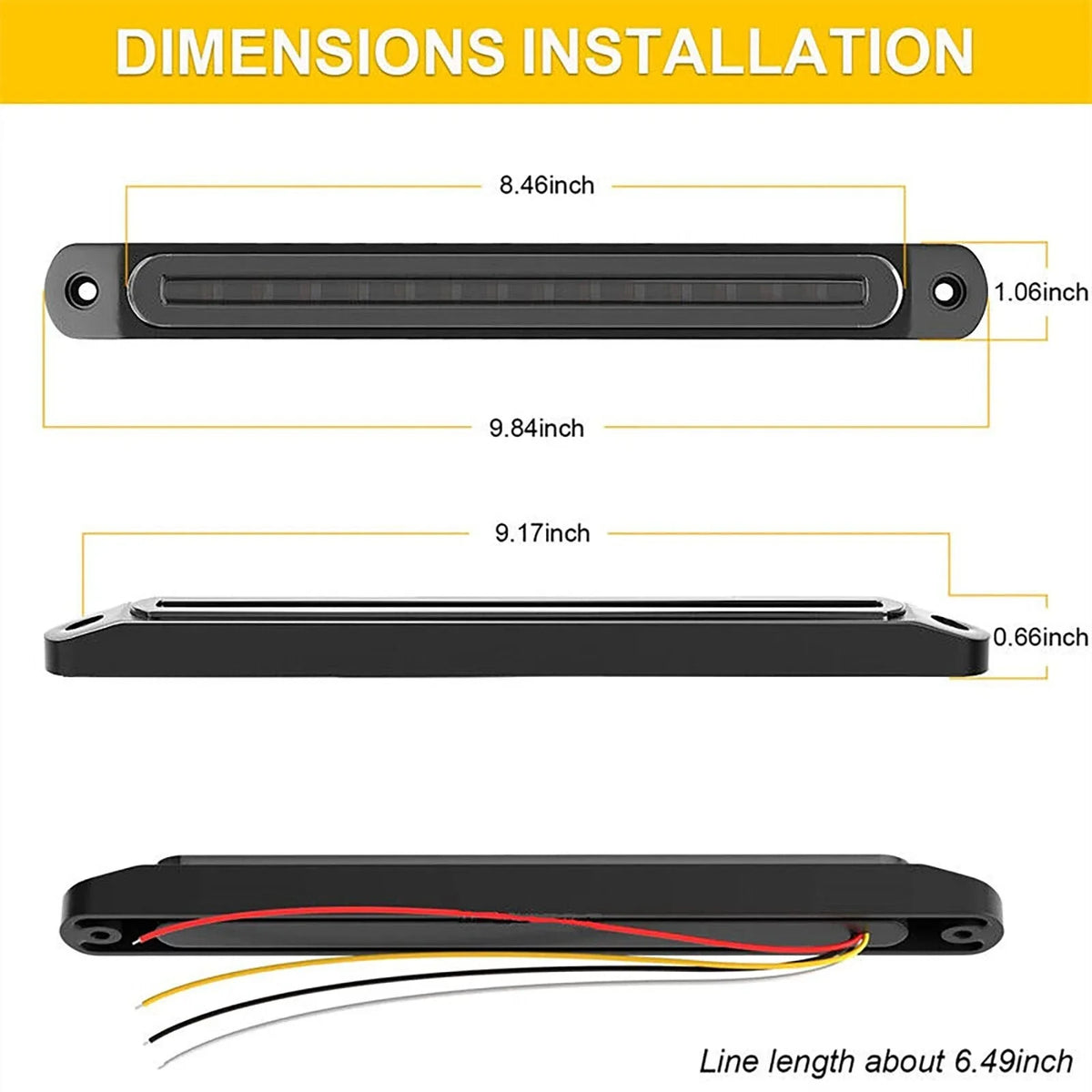 For Pickup Golf Cart Offroad 2PCS Brake Stop Flowing Turn Signal