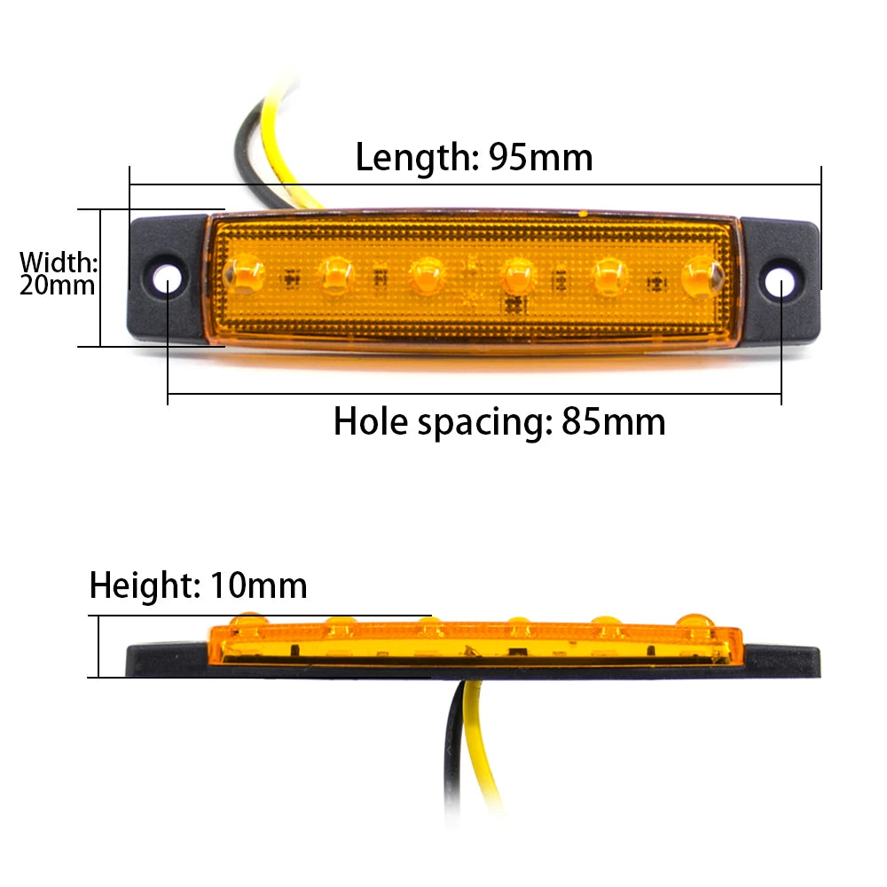 10PCS 12V 24V Warning External Oval Clearance Trailer Truck
