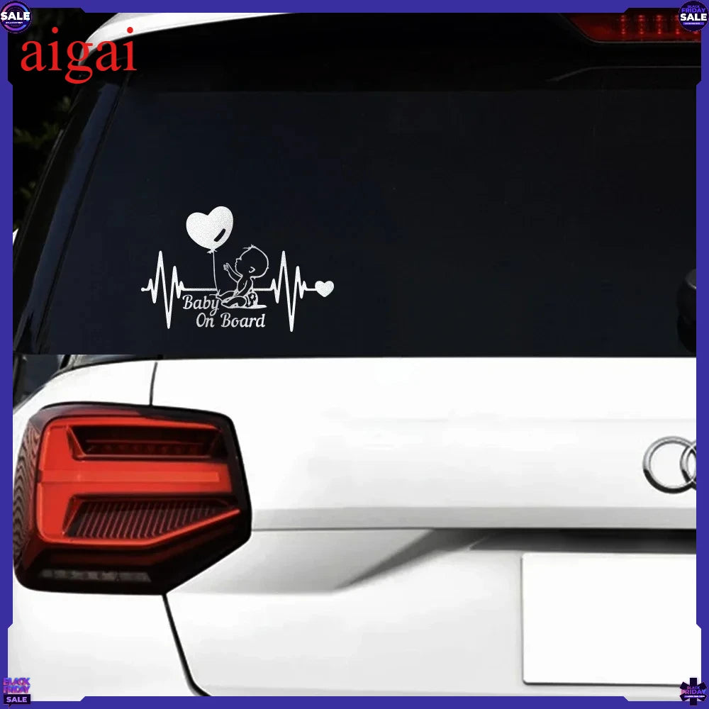 Heartbeat Balloon Baby On Board Sticker 3D Cartoon In