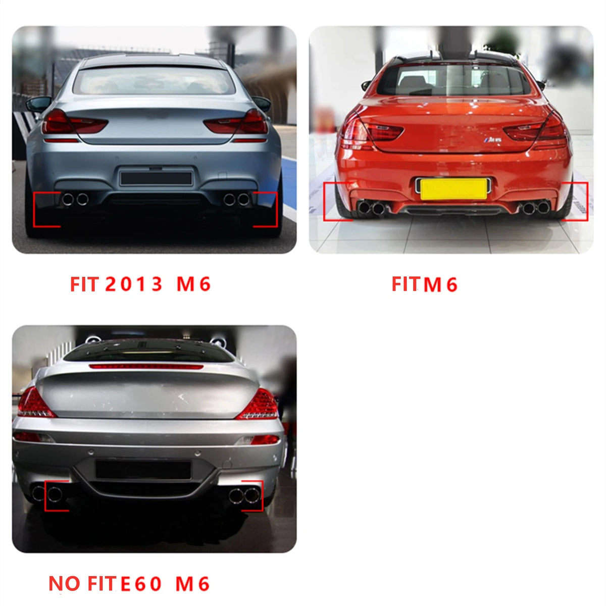 For BMW F06 F12 F13 M Gloss Black Rear Bumper Diffuser Lip Sport