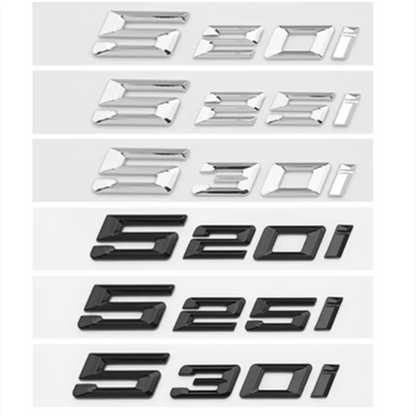 Glossy Black Chrome Silver 3D Letters Numbers 520I 525I