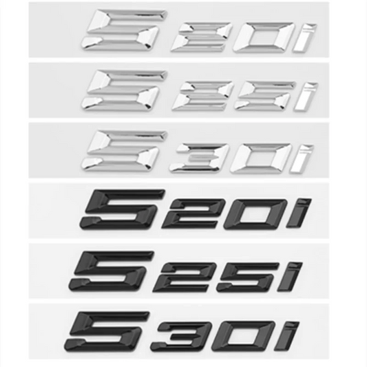 Glossy Black Chrome Silver 3D Letters Numbers 520I 525I