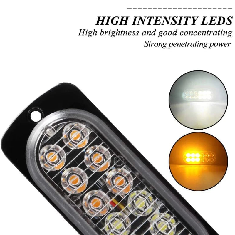 4PC 12LED Truck Side Warning Emergency Amber Constant Super