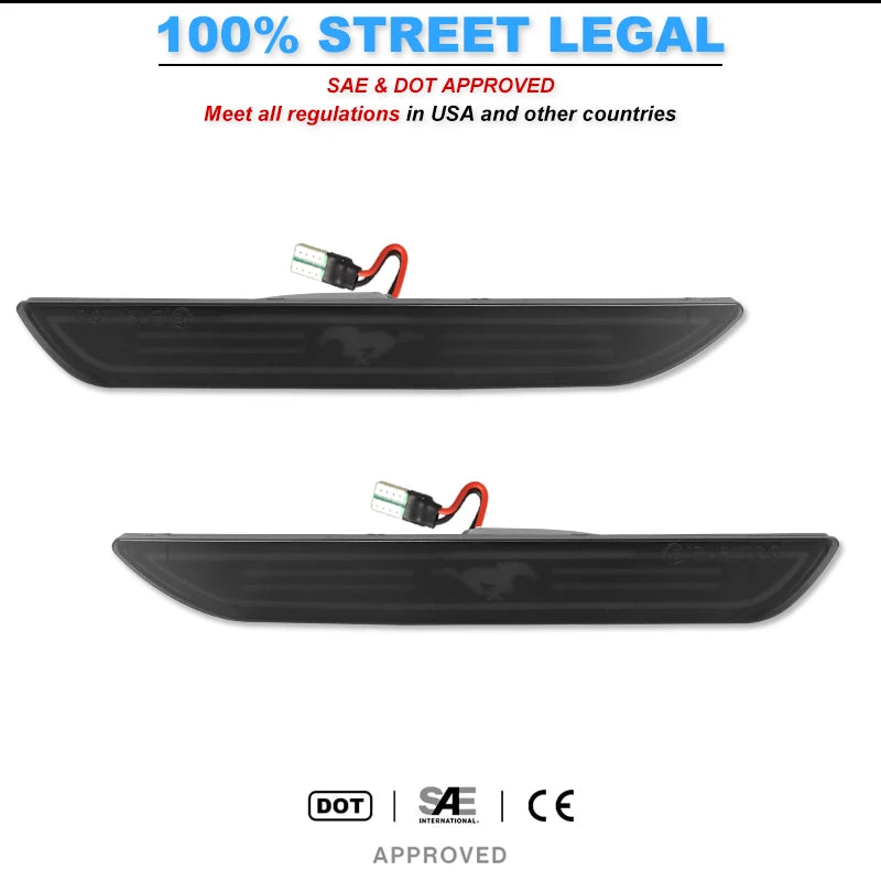For Ford Mustang 2015 2016 2017 2PCS Rear Red Sidemarker Lamps