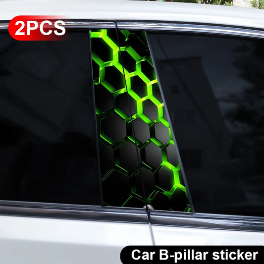2PCS Cool Colorful Honeycomb Stickers Center Column Image Door