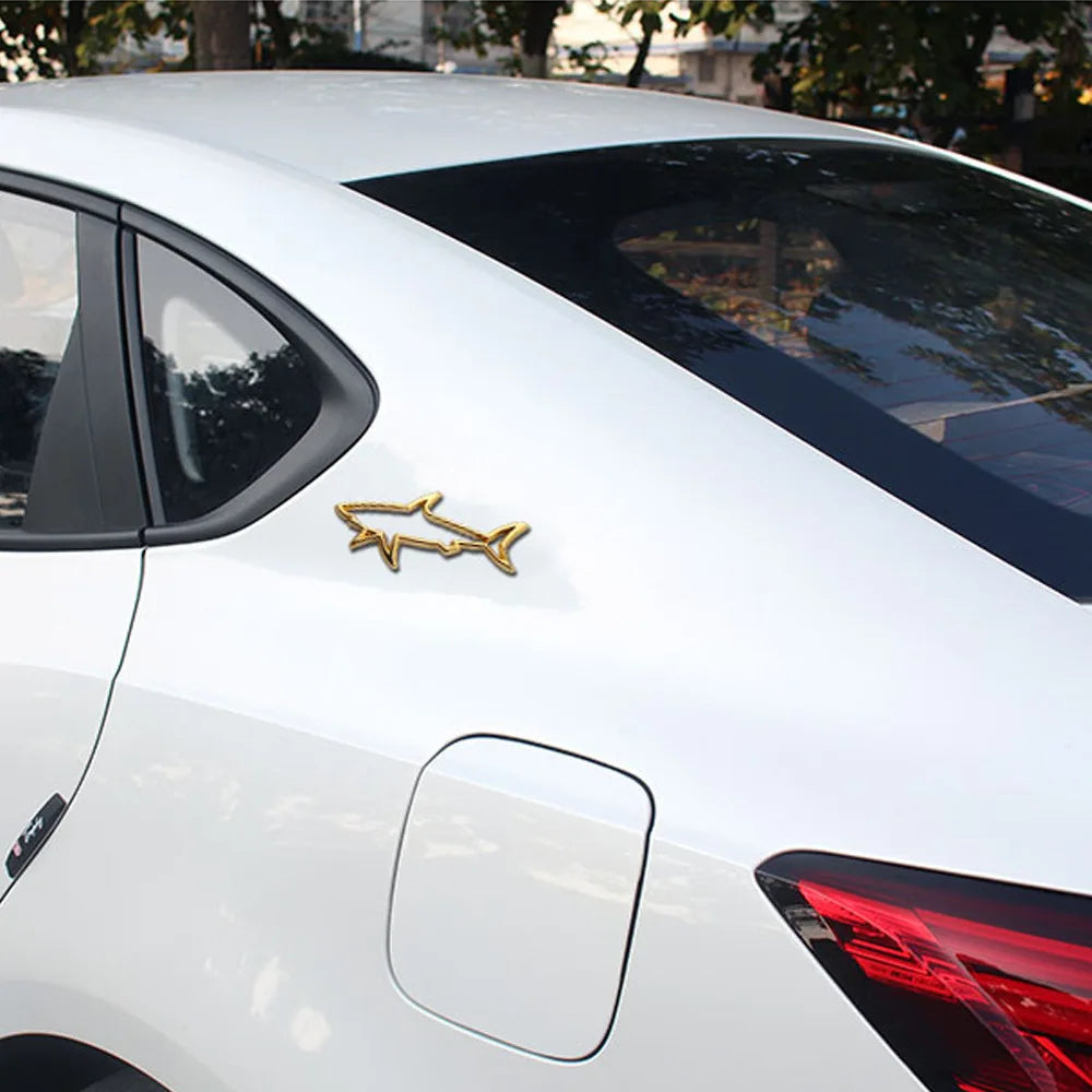 For Vehicle Shark Metal Bumper Sticker Creative Personality Body
