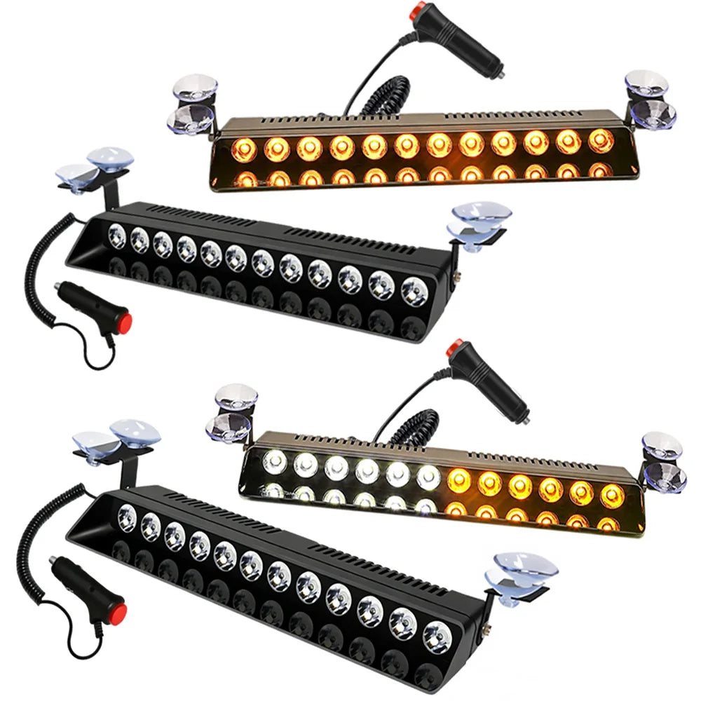For 4" Amber White 12LED Traffic Advisor Dash Strobe Bars 12V