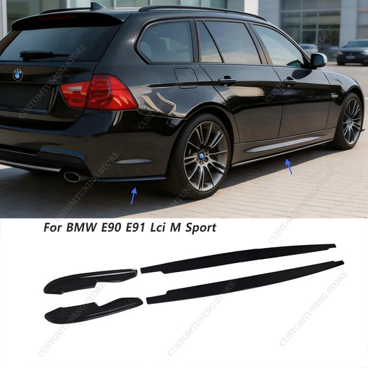For BMW E90 E91 3 Series Gloss Black Max ABS Side Skirt