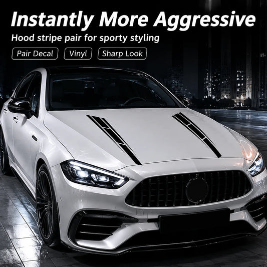 2PCS 80CM Hood Racing Stripe Decal Sticker Symmetrical Bonnet