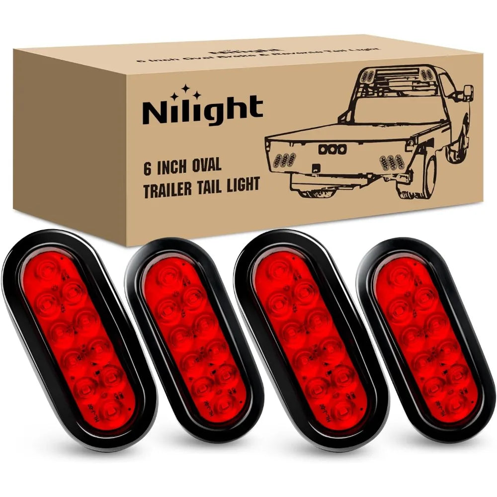 For Camper Rv Nilight Oval Trailer Tail W Flush Mount Grommets