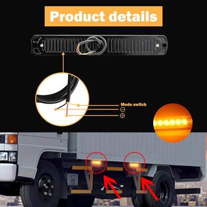 1PC 36W 12LED Yellow Truck Side Marker 900LM Strobe