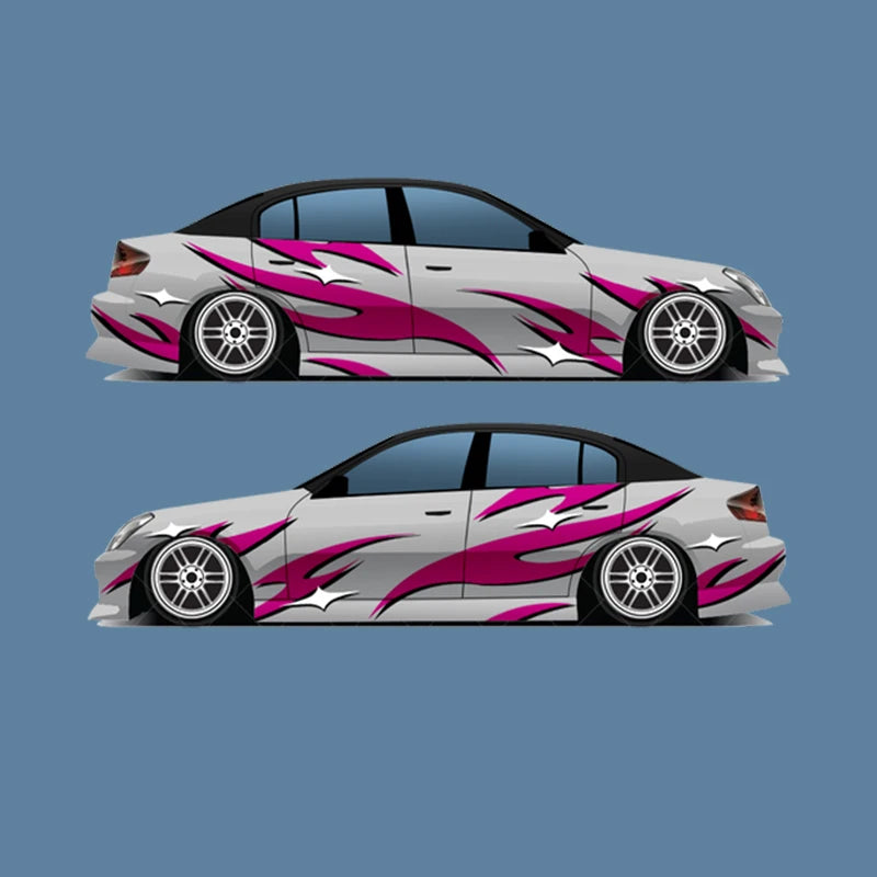 Flame Design Pattern Suitable Wrapping Sticker Side Graphic