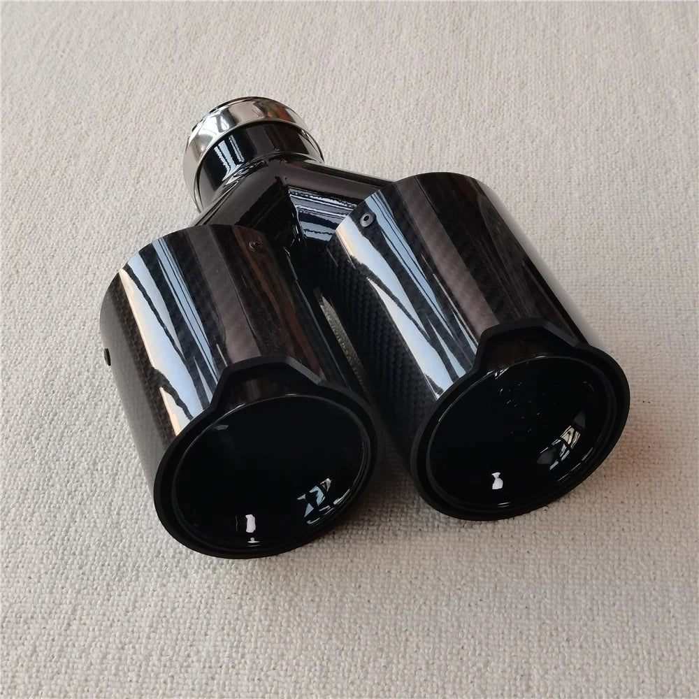 For BMW Series Pair Dual Outlet Glossy Black Carbon Muffler