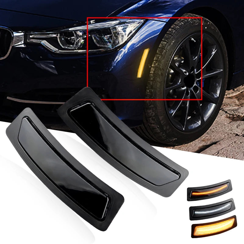 For BMW 3 F30 F31 320IX 2PCS Smoke Len Side Marker Turn Signal