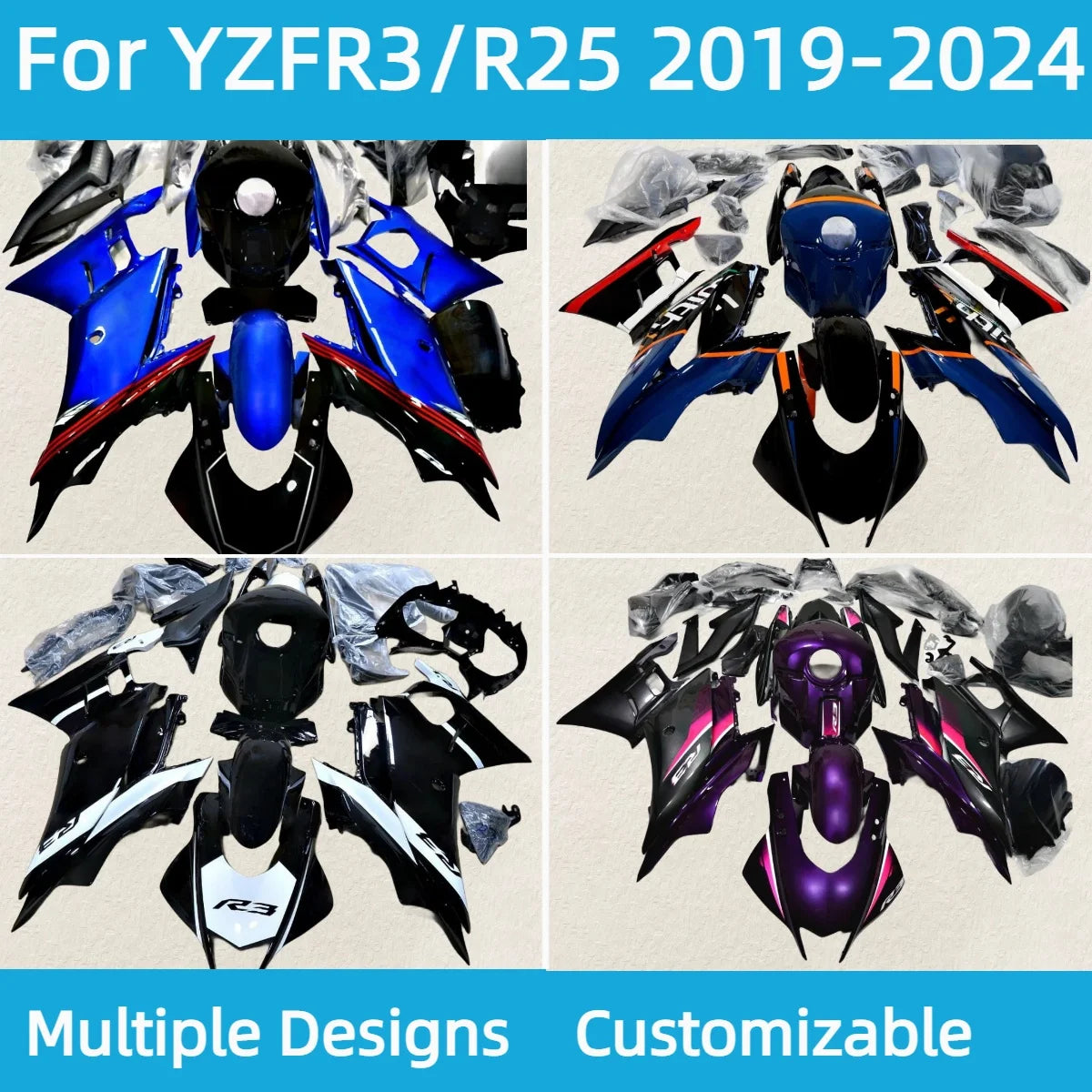 For Yamaha Yzf R3 R25 2019-2024 Fairing Body Plastic Cover Kit