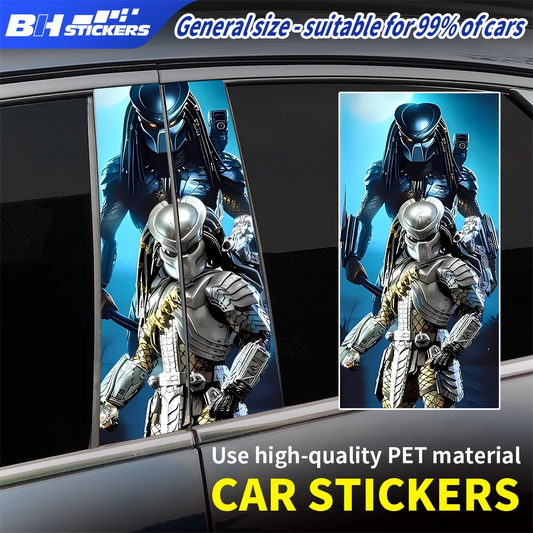 Silver Mech Predator Pillar Post Decal Sci Fi Window