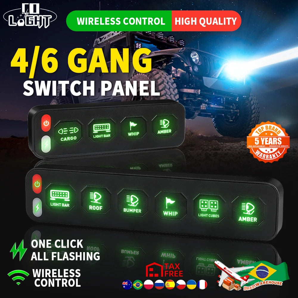 For ATV Co Wireless Control Gang Switch Panel Flash RGB Gangs