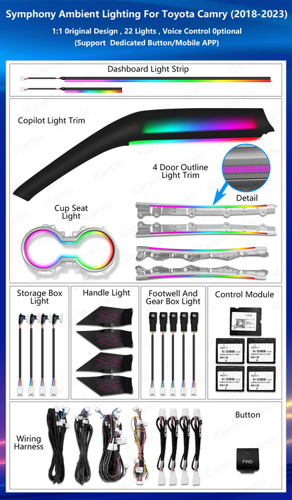 For Toyota Camry 2018-2023 Atmosphere Strip Icarsin Upgrade