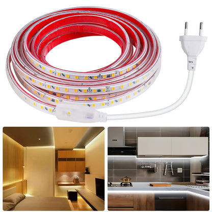 Super Bright 220V Strip Adhesive Tape IP67 Waterproof Flexible