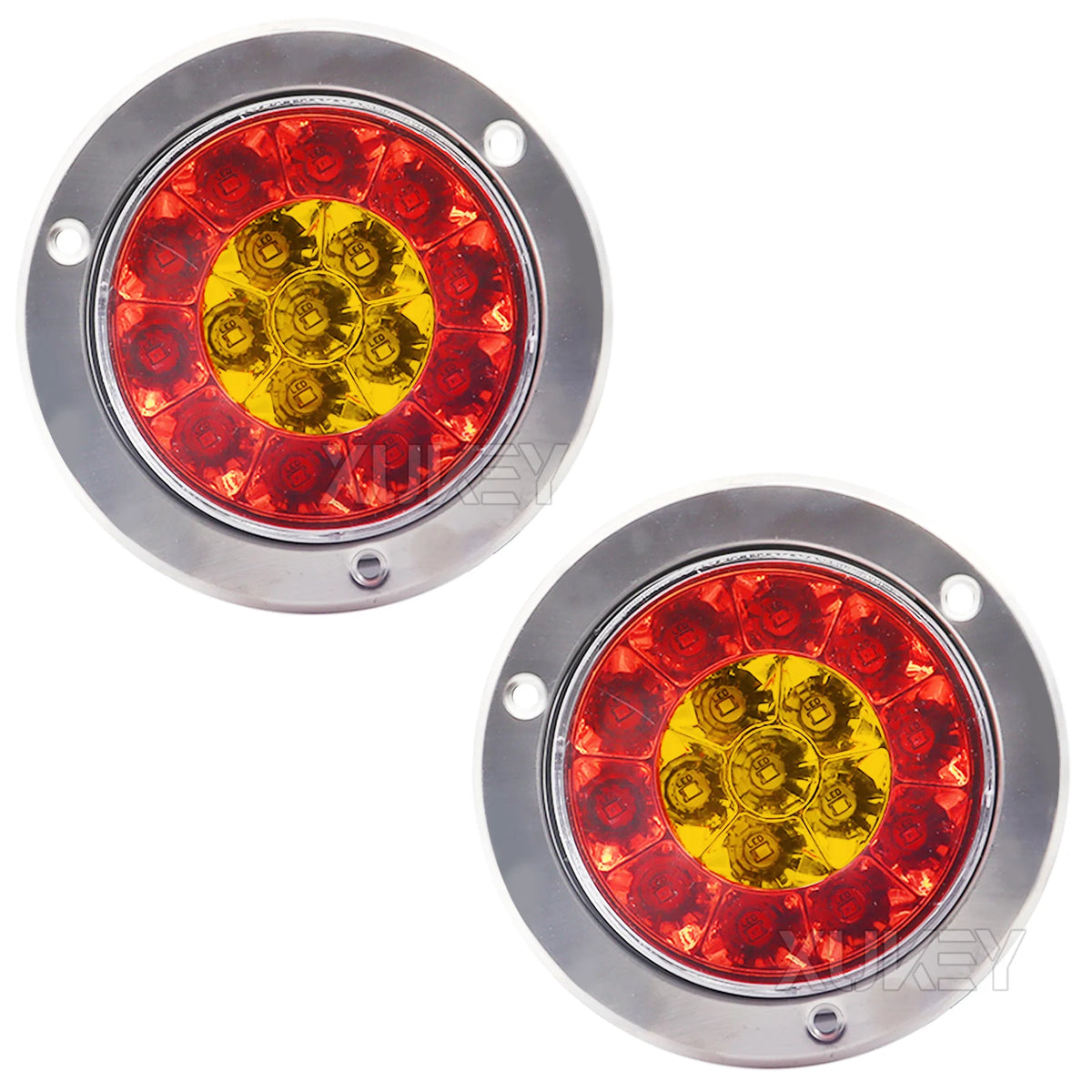 Pair 12V 24V Round Red Amber Tail Brake Rear