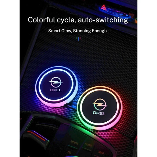 For Opel Opcline Astra Corsa Insignia Color Changing Cup Holder
