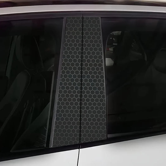 For Glass 2-piece Stylish Honeycomb Plaid Vinyl b-pillar Sticker