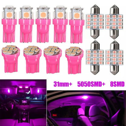 26PCS Purple Pink Interior Package Kit Dome License Plate