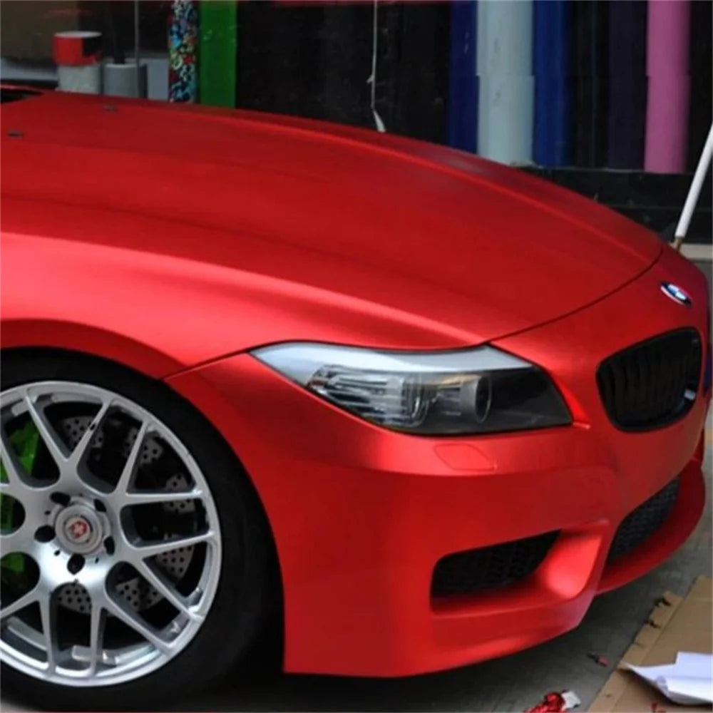 Tuning Red Matte Chrome Metallic Vinyl Wrap Air Release