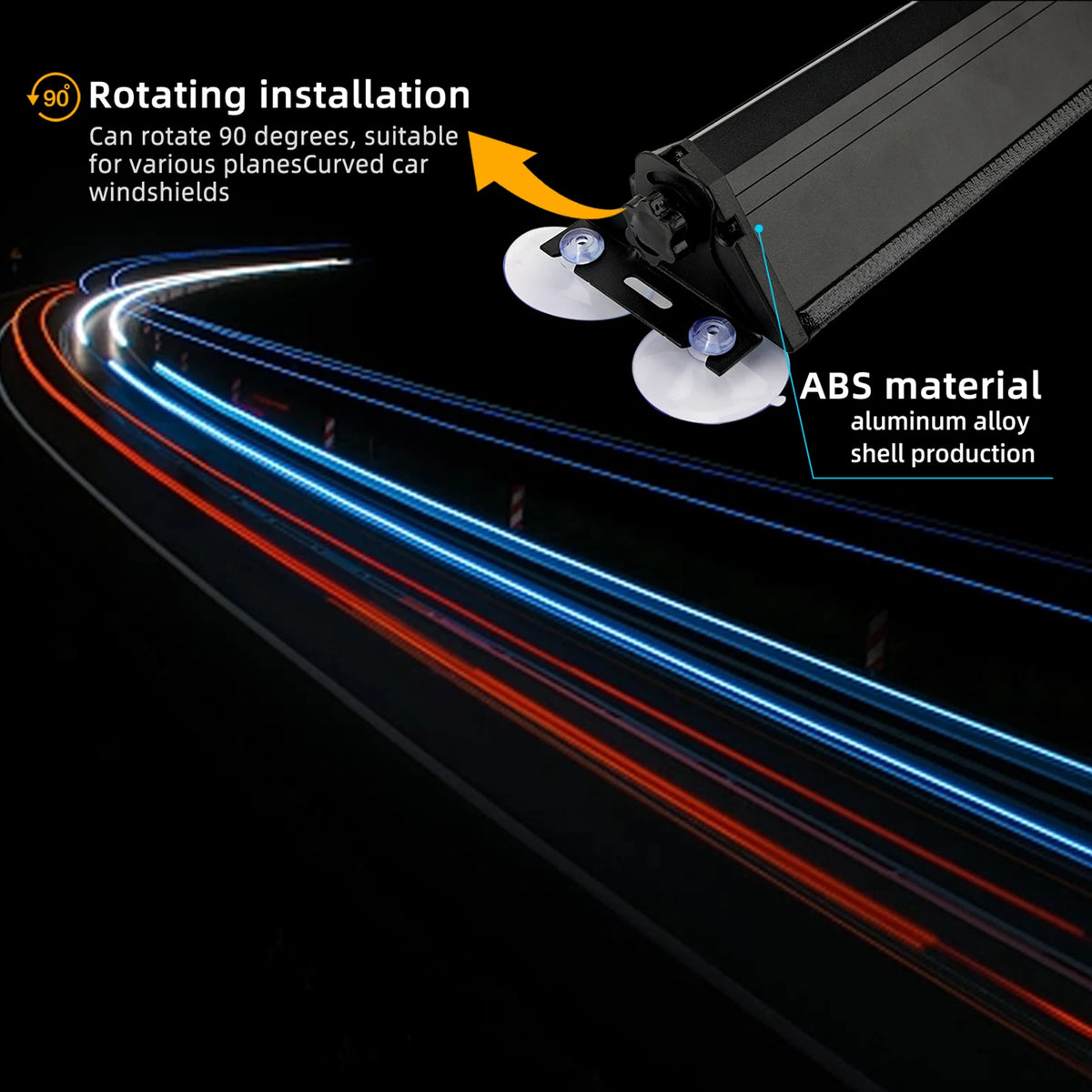 Dual Sun Visor Bar Split Bracket Vacuum Suction Cup