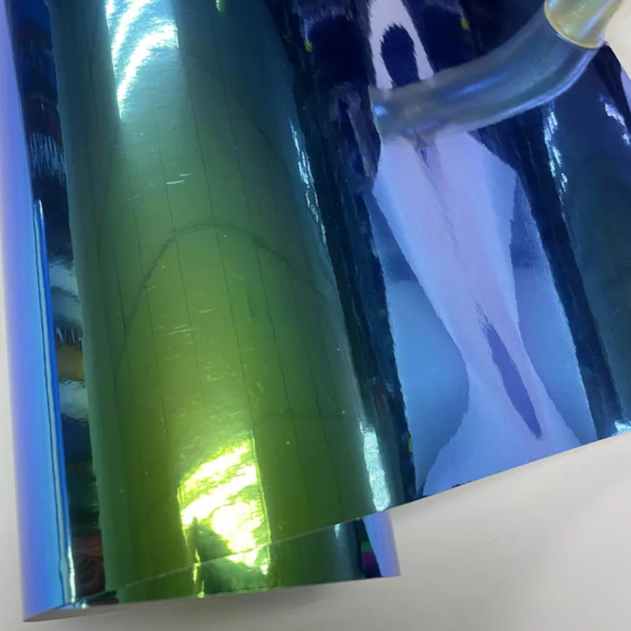 50x137cm Chameleon Rainbow Green Blue Chrome Vinyl Film Laser