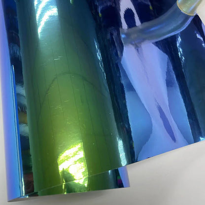 50x137cm Chameleon Rainbow Green Blue Chrome Vinyl Film Laser
