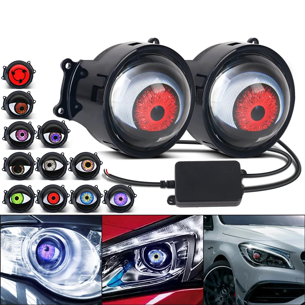 3-inch Devil's Eye Auto Accessories Headlight Led Lenses Retrofit Kits Assembly LED Car Dynamic Lights 12v with Remote C